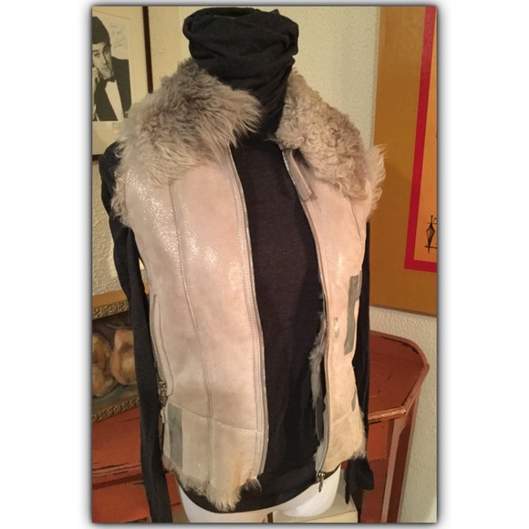 Faith Connexion Glitter Suede & Curly lamb Vest - Picture 6 of 6